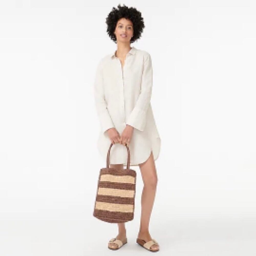 J. Crew White Classic-Fit Beach Shirt in Linen Cotton Blend - size XS